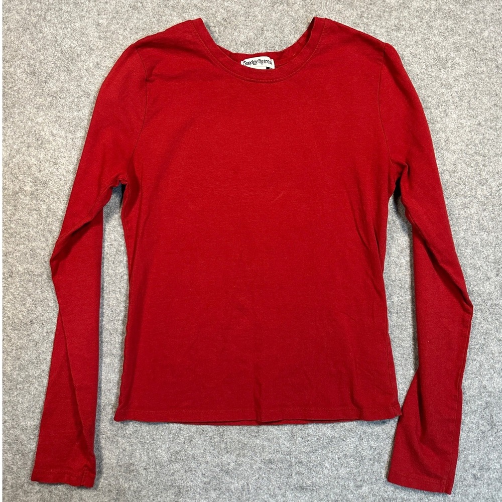 Sunday Retreat Long Sleeve T-Shirt Large Red Cotton Spandex Stretch Basic